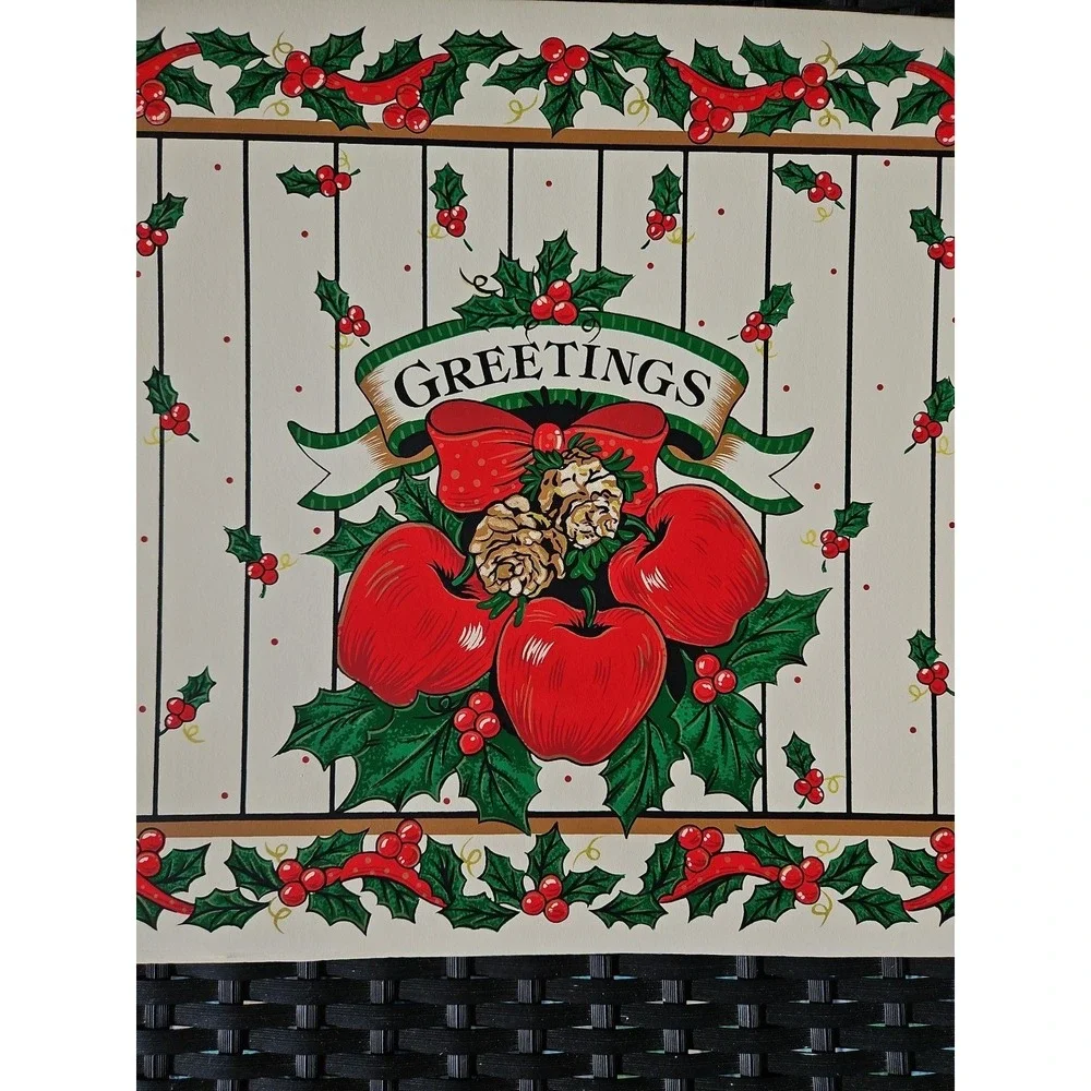 4 BEAUTIFUL Vintage‎ B&D Greetings Christmas Placemats Holly Berries And 🍎